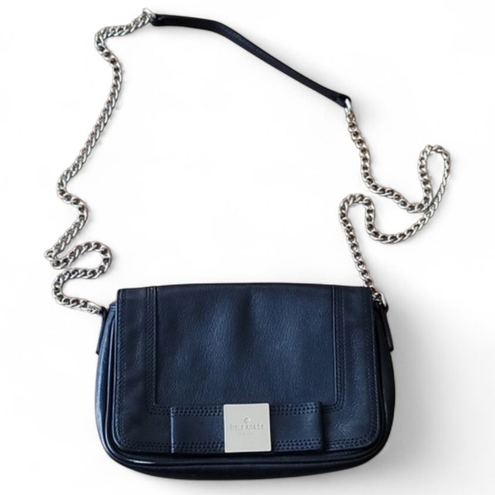 Kate Spade Primrose Hill Kaelin Black Leather Bow Chain Crossbody Bag - Picture 2 of 15